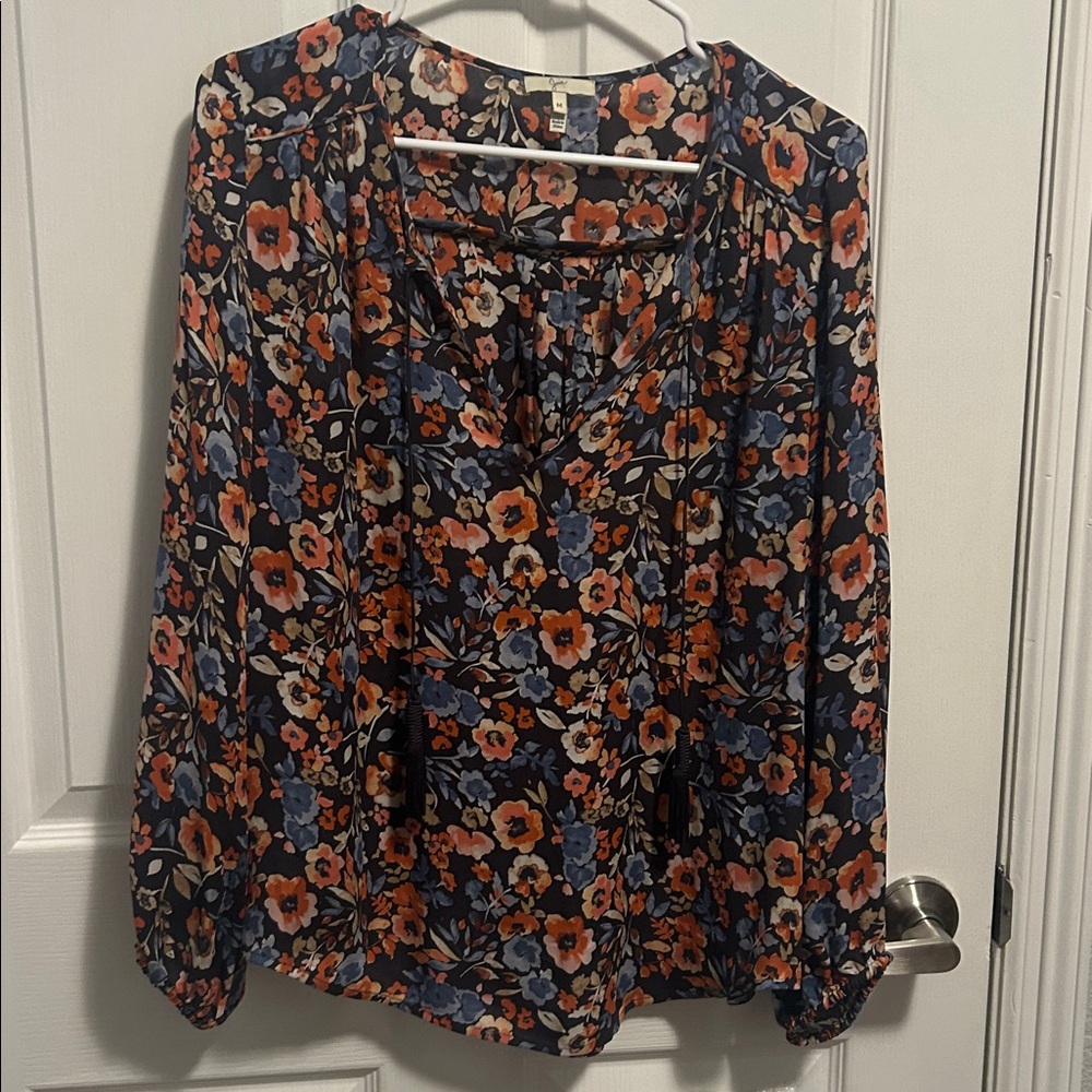 JOIE Floral 100% Silk Blouse medium‎